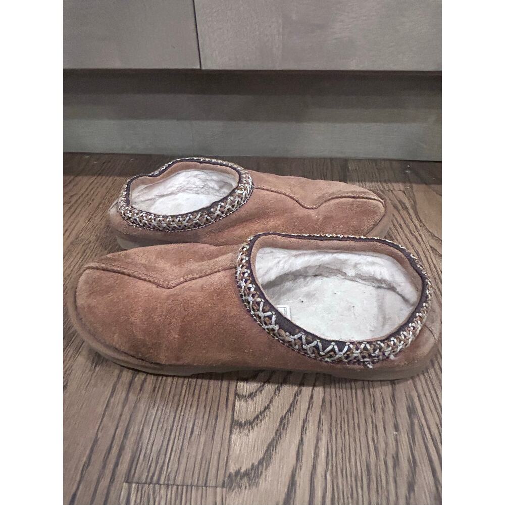 UGG Tasman Chestnut Suede Shearling Slippers Mules Women's Sz5 Comfort Cabincore - Picture 7 of 10